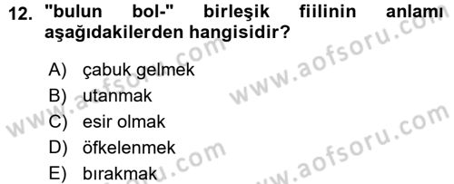 XI-XIII. Yüzyıllar Türk Dili Dersi Ara Sınavı Deneme Sınav Soruları 12. Soru