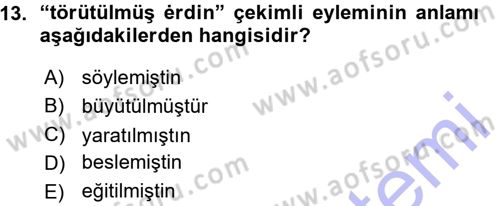 XI-XIII. Yüzyıllar Türk Dili Dersi Ara Sınavı Deneme Sınav Soruları 13. Soru