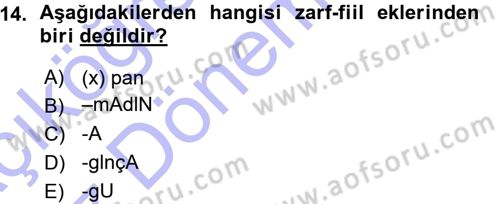 XI-XIII. Yüzyıllar Türk Dili Dersi Ara Sınavı Deneme Sınav Soruları 14. Soru