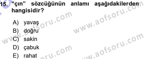 XI-XIII. Yüzyıllar Türk Dili Dersi Ara Sınavı Deneme Sınav Soruları 15. Soru