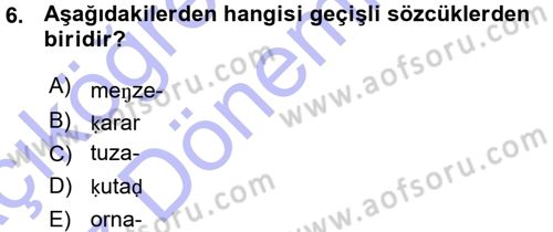 XI-XIII. Yüzyıllar Türk Dili Dersi 2015 - 2016 Yılı (Vize) Ara Sınav Soruları 6. Soru