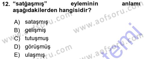 XI-XIII. Yüzyıllar Türk Dili Dersi 2015 - 2016 Yılı (Final) Dönem Sonu Sınav Soruları 12. Soru