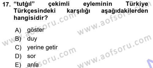 XI-XIII. Yüzyıllar Türk Dili Dersi 2015 - 2016 Yılı (Final) Dönem Sonu Sınav Soruları 17. Soru