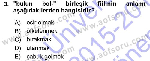XI-XIII. Yüzyıllar Türk Dili Dersi 2015 - 2016 Yılı (Final) Dönem Sonu Sınav Soruları 3. Soru