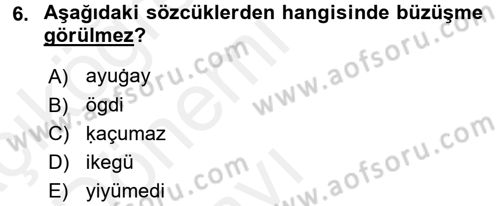 XI-XIII. Yüzyıllar Türk Dili Dersi 2015 - 2016 Yılı Tek Ders Sınav Soruları 6. Soru