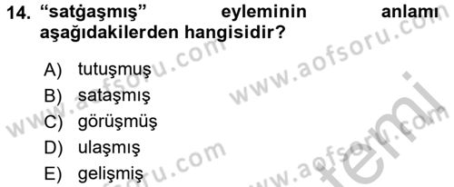 XI-XIII. Yüzyıllar Türk Dili Dersi 2016 - 2017 Yılı 3 Ders Sınav Soruları 14. Soru
