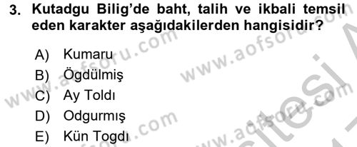 XI-XIII. Yüzyıllar Türk Dili Dersi 2016 - 2017 Yılı 3 Ders Sınav Soruları 3. Soru