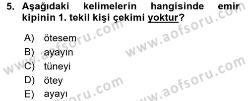 XI-XIII. Yüzyıllar Türk Dili Dersi 2016 - 2017 Yılı 3 Ders Sınav Soruları 5. Soru