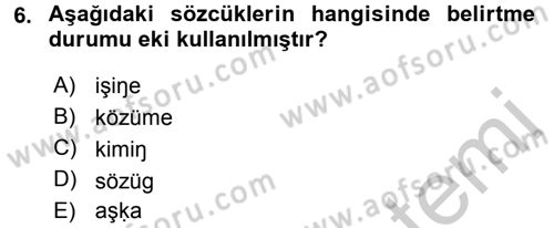 XI-XIII. Yüzyıllar Türk Dili Dersi 2016 - 2017 Yılı 3 Ders Sınav Soruları 6. Soru