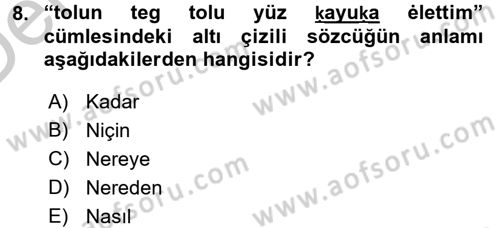 XI-XIII. Yüzyıllar Türk Dili Dersi 2016 - 2017 Yılı 3 Ders Sınav Soruları 8. Soru