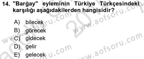 XI-XIII. Yüzyıllar Türk Dili Dersi Ara Sınavı Deneme Sınav Soruları 14. Soru