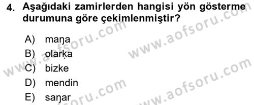 XI-XIII. Yüzyıllar Türk Dili Dersi 2016 - 2017 Yılı (Final) Dönem Sonu Sınav Soruları 4. Soru