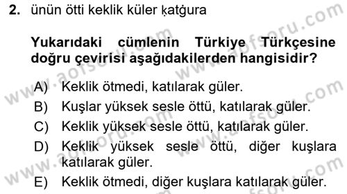 XI-XIII. Yüzyıllar Türk Dili Dersi 2018 - 2019 Yılı 3 Ders Sınav Soruları 2. Soru