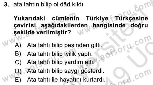 XI-XIII. Yüzyıllar Türk Dili Dersi 2018 - 2019 Yılı 3 Ders Sınav Soruları 3. Soru