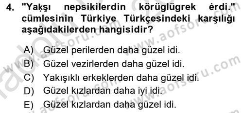 XI-XIII. Yüzyıllar Türk Dili Dersi 2018 - 2019 Yılı 3 Ders Sınav Soruları 4. Soru