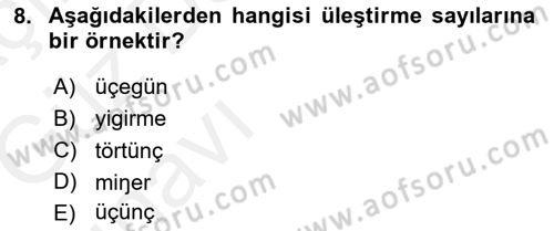 XI-XIII. Yüzyıllar Türk Dili Dersi Ara Sınavı Deneme Sınav Soruları 8. Soru