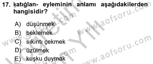 XI-XIII. Yüzyıllar Türk Dili Dersi 2018 - 2019 Yılı Yaz Okulu Sınav Soruları 17. Soru