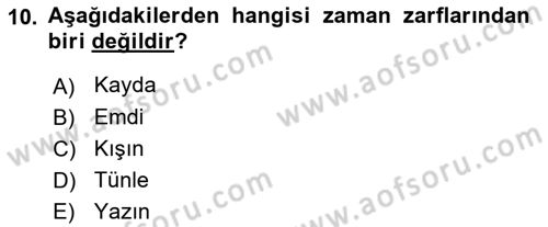 XI-XIII. Yüzyıllar Türk Dili Dersi Ara Sınavı Deneme Sınav Soruları 10. Soru