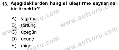 XI-XIII. Yüzyıllar Türk Dili Dersi Ara Sınavı Deneme Sınav Soruları 13. Soru