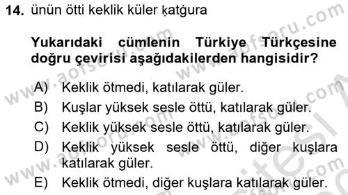 XI-XIII. Yüzyıllar Türk Dili Dersi 2019 - 2020 Yılı (Vize) Ara Sınav Soruları 14. Soru