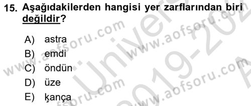 XI-XIII. Yüzyıllar Türk Dili Dersi Ara Sınavı Deneme Sınav Soruları 15. Soru