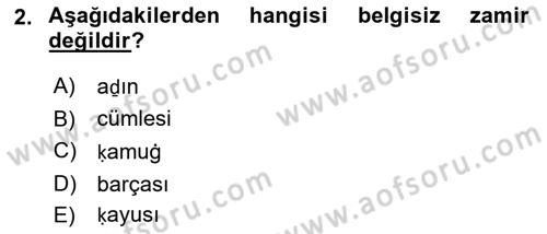 XI-XIII. Yüzyıllar Türk Dili Dersi 2019 - 2020 Yılı (Final) Dönem Sonu Sınav Soruları 2. Soru