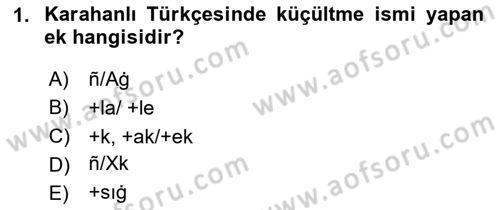 XI-XIII. Yüzyıllar Türk Dili Dersi 2020 - 2021 Yılı Yaz Okulu Sınav Soruları 1. Soru