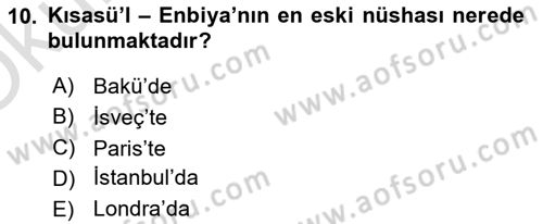XI-XIII. Yüzyıllar Türk Dili Dersi 2020 - 2021 Yılı Yaz Okulu Sınav Soruları 10. Soru