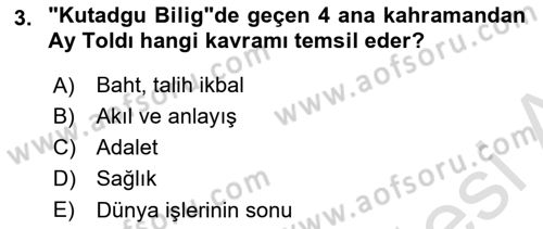 XI-XIII. Yüzyıllar Türk Dili Dersi 2020 - 2021 Yılı Yaz Okulu Sınav Soruları 3. Soru