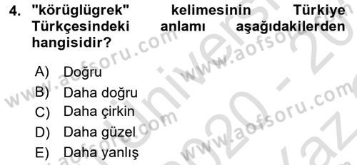 XI-XIII. Yüzyıllar Türk Dili Dersi 2020 - 2021 Yılı Yaz Okulu Sınav Soruları 4. Soru