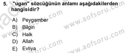 XI-XIII. Yüzyıllar Türk Dili Dersi 2020 - 2021 Yılı Yaz Okulu Sınav Soruları 5. Soru