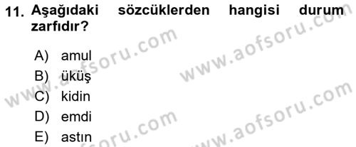 XI-XIII. Yüzyıllar Türk Dili Dersi 2021 - 2022 Yılı (Vize) Ara Sınav Soruları 11. Soru