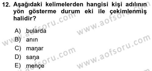 XI-XIII. Yüzyıllar Türk Dili Dersi Ara Sınavı Deneme Sınav Soruları 12. Soru