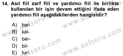 XI-XIII. Yüzyıllar Türk Dili Dersi Ara Sınavı Deneme Sınav Soruları 14. Soru