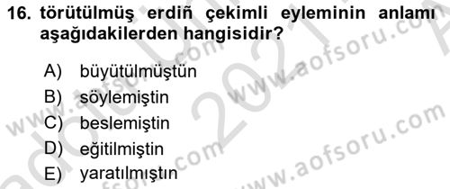XI-XIII. Yüzyıllar Türk Dili Dersi 2021 - 2022 Yılı (Vize) Ara Sınav Soruları 16. Soru