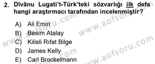 XI-XIII. Yüzyıllar Türk Dili Dersi 2021 - 2022 Yılı (Final) Dönem Sonu Sınav Soruları 2. Soru