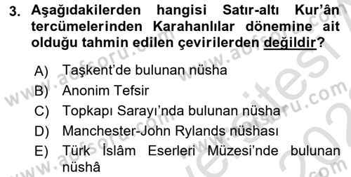 XI-XIII. Yüzyıllar Türk Dili Dersi 2021 - 2022 Yılı (Final) Dönem Sonu Sınav Soruları 3. Soru