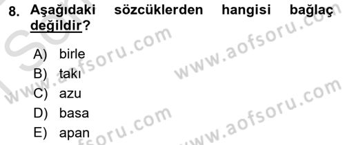 XI-XIII. Yüzyıllar Türk Dili Dersi 2021 - 2022 Yılı (Final) Dönem Sonu Sınav Soruları 8. Soru