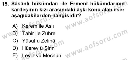 XI-XIII. Yüzyıllar Türk Dili Dersi 2021 - 2022 Yılı Yaz Okulu Sınav Soruları 15. Soru