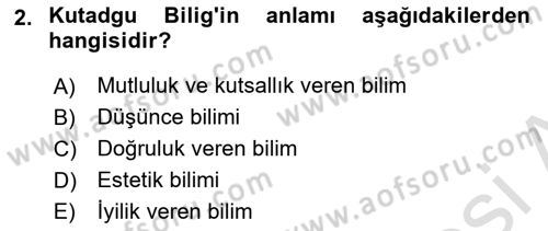XI-XIII. Yüzyıllar Türk Dili Dersi 2021 - 2022 Yılı Yaz Okulu Sınav Soruları 2. Soru
