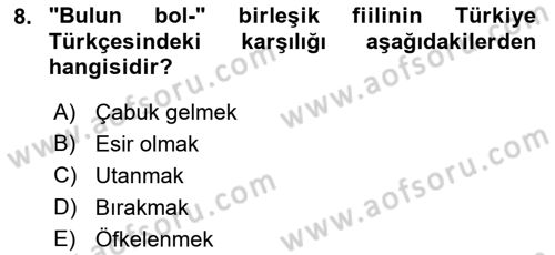 XI-XIII. Yüzyıllar Türk Dili Dersi 2021 - 2022 Yılı Yaz Okulu Sınav Soruları 8. Soru
