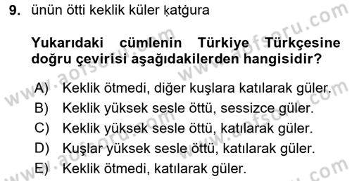 XI-XIII. Yüzyıllar Türk Dili Dersi 2021 - 2022 Yılı Yaz Okulu Sınav Soruları 9. Soru