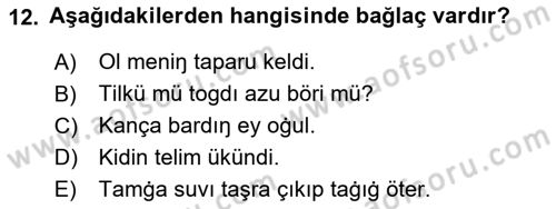 XI-XIII. Yüzyıllar Türk Dili Dersi Ara Sınavı Deneme Sınav Soruları 12. Soru