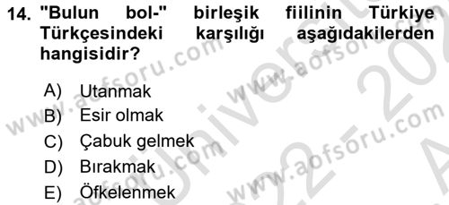 XI-XIII. Yüzyıllar Türk Dili Dersi Ara Sınavı Deneme Sınav Soruları 14. Soru