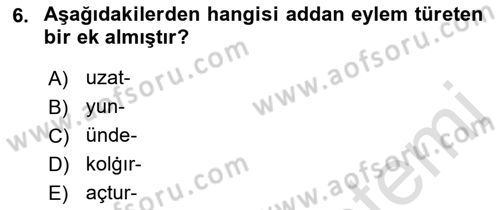 XI-XIII. Yüzyıllar Türk Dili Dersi 2022 - 2023 Yılı (Vize) Ara Sınav Soruları 6. Soru