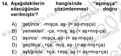 XI-XIII. Yüzyıllar Türk Dili Dersi 2022 - 2023 Yılı (Final) Dönem Sonu Sınav Soruları 14. Soru