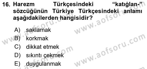 XI-XIII. Yüzyıllar Türk Dili Dersi 2022 - 2023 Yılı (Final) Dönem Sonu Sınav Soruları 16. Soru