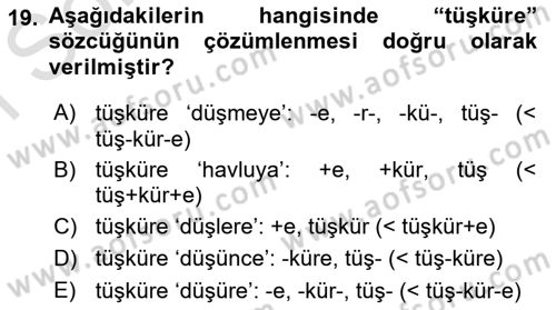 XI-XIII. Yüzyıllar Türk Dili Dersi 2022 - 2023 Yılı (Final) Dönem Sonu Sınav Soruları 19. Soru