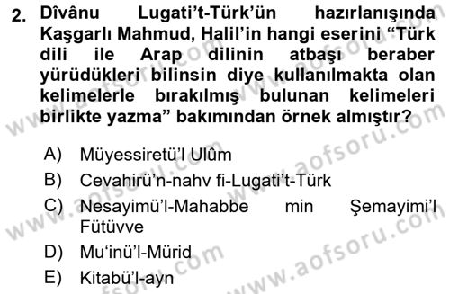 XI-XIII. Yüzyıllar Türk Dili Dersi 2022 - 2023 Yılı (Final) Dönem Sonu Sınav Soruları 2. Soru