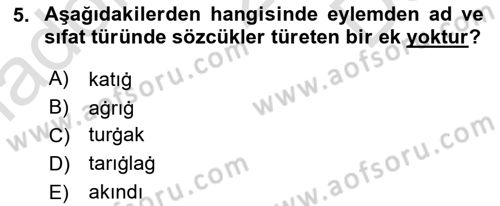 XI-XIII. Yüzyıllar Türk Dili Dersi 2022 - 2023 Yılı (Final) Dönem Sonu Sınav Soruları 5. Soru